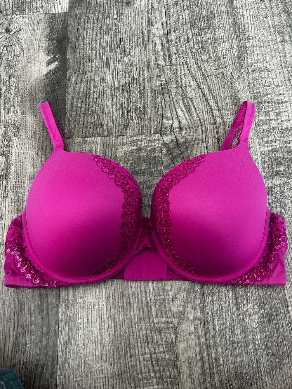 Victoria's Secret Fuchsia Lace-Trim Bra